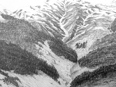 1979 Suedtirol Detail Bleistift 50x20cm